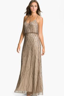 Adrianna Papell Beaded Mesh Blouson Gown - Lyst