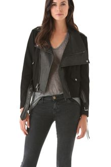 Donna Karan New York Felt Leather Jacket - Lyst