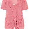 Donna Karan New York Ruched Stretch Silk Chiffon Top in Pink (rose) - Lyst