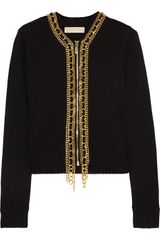 Michael by Michael Kors Chain Trimmed Cotton Blend Cardigan