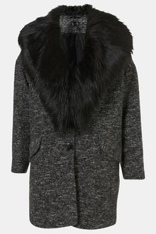 Topshop Faux Fur Collar Coat - Lyst