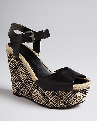 Vera Wang Peep Toe Platform Wedge Sandals Malina - Lyst