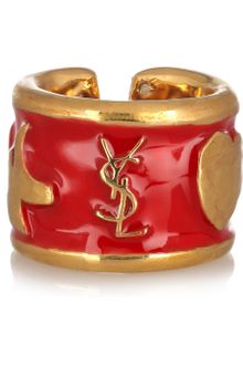 Yves Saint Laurent Ycons Enameled Goldplated Ring - Lyst