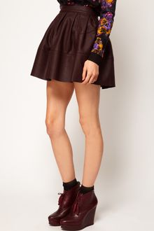 ASOS Collection Skater Skirt in Leather Look - Lyst