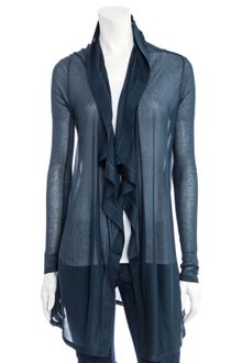 Helmut Lang Ribbed Drape Front Cardigan - Lyst