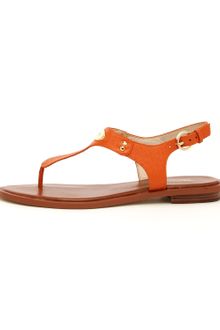 Michael Kors Logoplate Leather Thong Sandal - Lyst