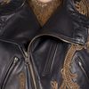 Ralph Lauren Embroidered Motorcycle Jacket in Black - Lyst