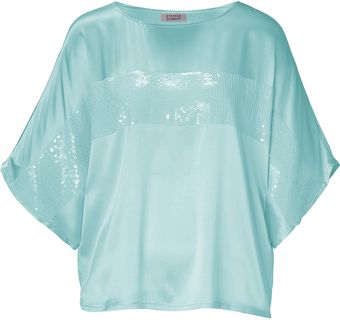 Steffen Schraut Water Mint Silksatin Sequined Martha Top - Lyst