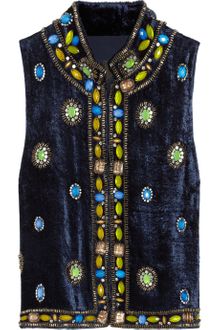 Anna Sui Embellished Velvet Vest - Lyst