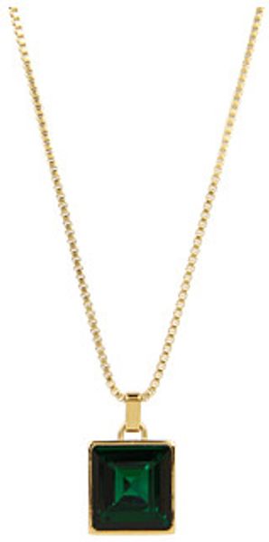 Michael Kors Cocktail Party Emerald Crystal Square Pendant Necklace - Lyst