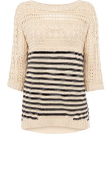 Oasis Stripe and Cable Jumper - Lyst