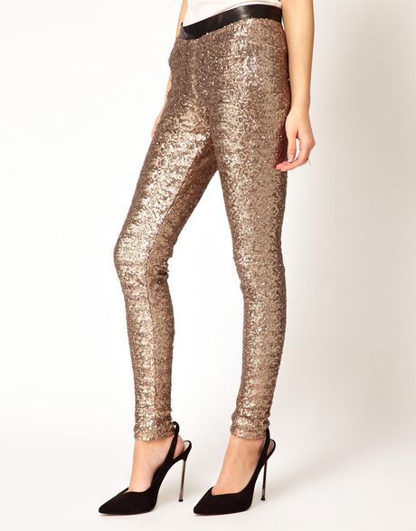 gold sequin trouser suit