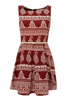 Glamorous Long Sleeve Fit and Flare Belted Dress - Lyst