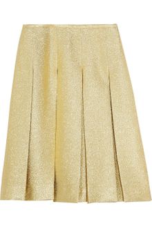 Michael Kors Pleated Metallic Wool Blend Skirt - Lyst