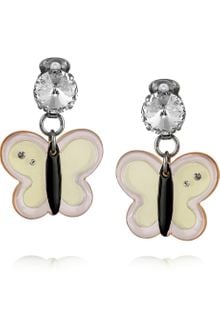 Miu Miu Plexiglass Crystal Butterfly Clip Earrings - Lyst
