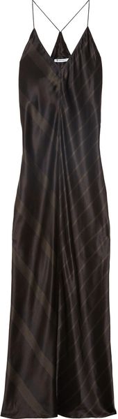 T By Alexander Wang Striped Silk Charmeuse Slip Dress - Lyst