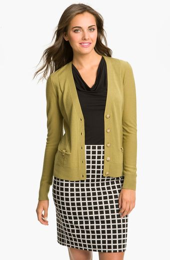 Halogen Vneck Merino Cardigan Petite - Lyst