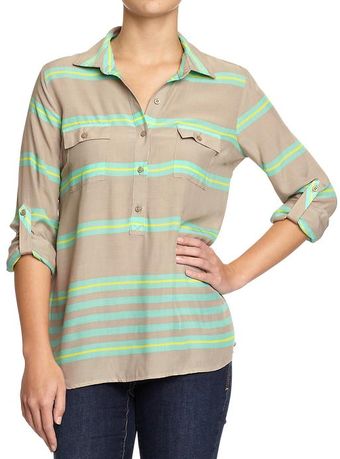 Old Navy Roll Cuff Blouse - Lyst
