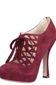 Prada Laced Zipback Platform Bootie - Lyst