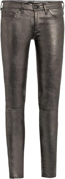 Rag & Bone Metallic Leather Mid Rise Skinny Jeans - Lyst