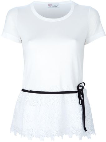 RED Valentino Lace Hem Blouse - Lyst
