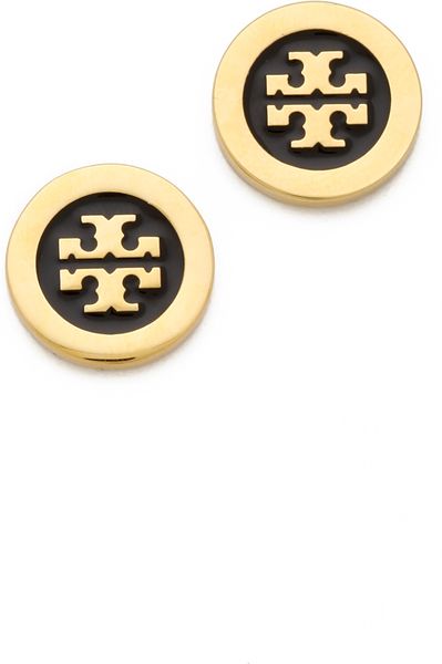 tory burch enamel logo stud earrings