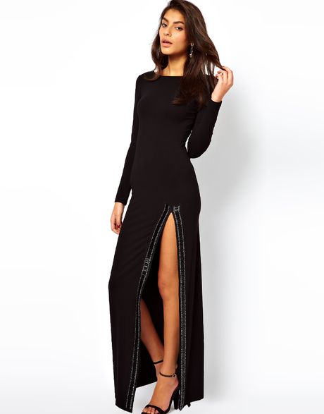 Asos Split Thigh Maxi Dress with Embellishment in Black Asos Split Thigh Maxi Dress with Embellishment in Black