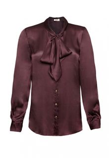 L'Agence Lagence Pleated Sleeve Tie Blouse Bordeaux - Lyst
