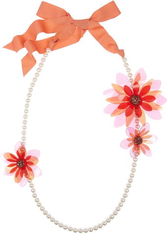 Lanvin Swarovski Crystal and Faux Pearl Floral Necklace - Lyst
