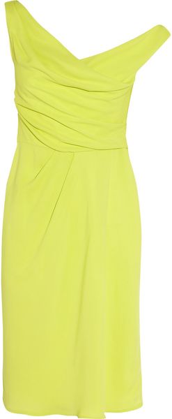 Lela Rose Asymmetric Draped Crepe Dress - Lyst