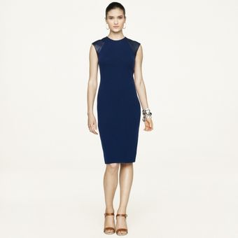 Ralph Lauren Black Label Leather trimmed Cashmere Dress - Lyst