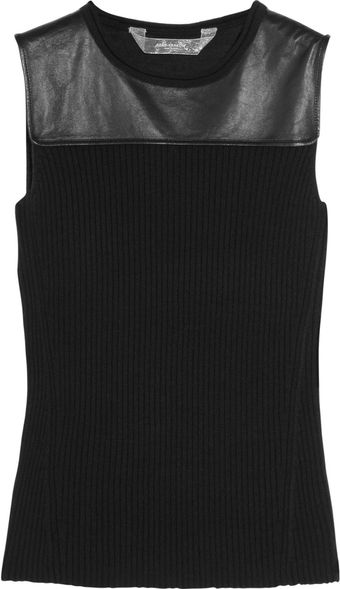Reed Krakoff Leather-paneled Knitted Top - Lyst