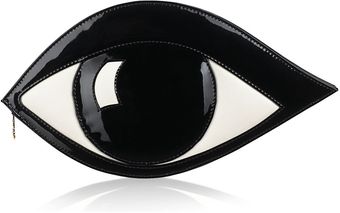 Lulu Guinness Black Patent Leather Eye Clutch - Lyst