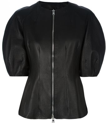 Alexander McQueen Structure Sleeve Leather Jacket - Lyst