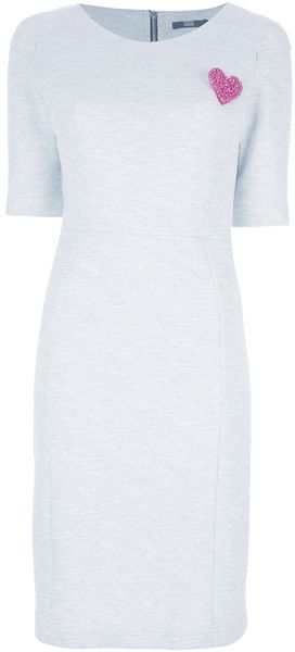 Markus Lupfer Heart Brooch Jersey Dress - Lyst