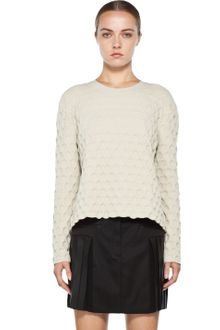 Alexander Wang Large Embossed Long Sleeve Crew Neck in Vintage White - Lyst