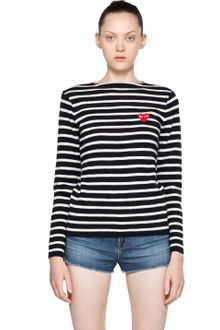 Comme Des Garçons Red Emblem Stripe Sweater in Navy - Lyst