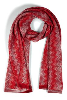 Missoni Crimson Red Multi Metallic Zigzag Knit Scarf - Lyst