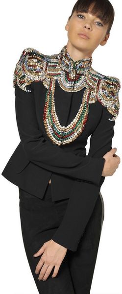 Alexander McQueen Jewelled Leaf Viscose Crepe Jacket - Lyst