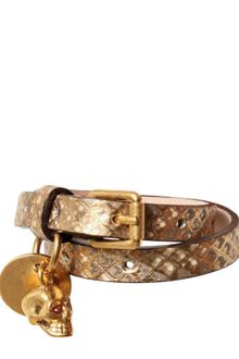 Alexander McQueen Skull Charm Python Bracelet - Lyst
