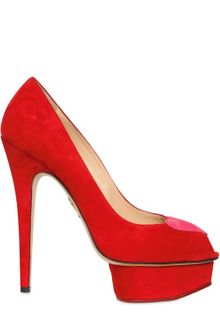 Charlotte Olympia 150mm Delphine Suede Open Toe Pumps - Lyst