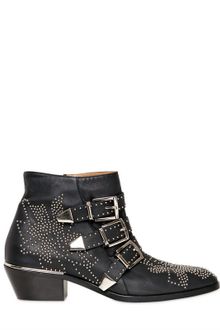 Chloé 45mm Susannah Nappa Studded Low Boots - Lyst