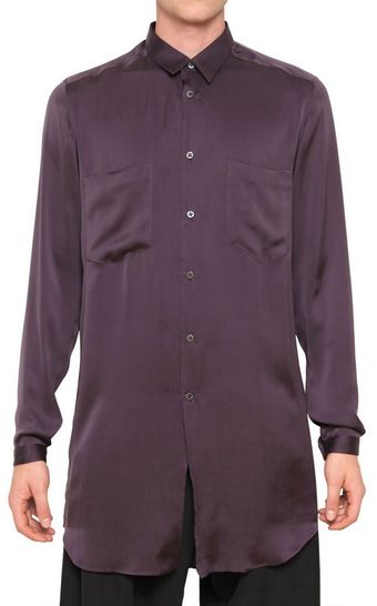 Damir Doma Silk Satin Front Pockets Long Shirt - Lyst