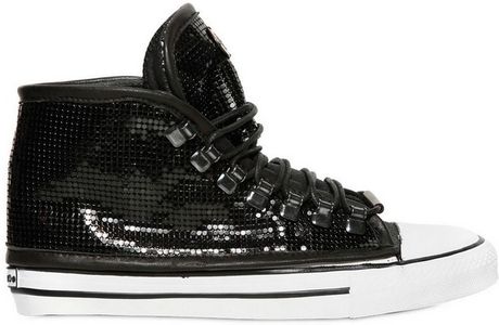 shiny high top sneakers