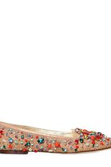 Dolce & Gabbana Canvas Crystal Beads Loafers