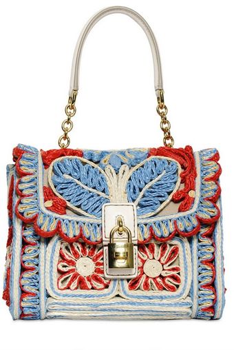 Dolce & Gabbana Dolce Bag Embroidered Raffia Bag - Lyst