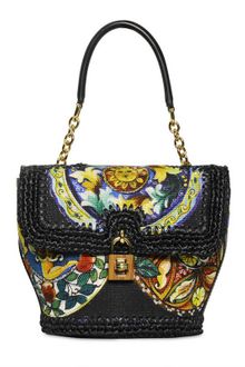 Dolce & Gabbana New Dolce Bag Canvas Raffia Top Handle - Lyst