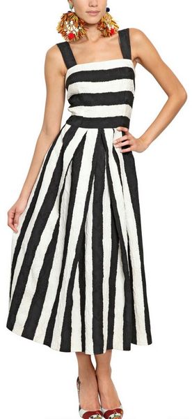 Dolce & Gabbana Striped Cotton and Silk Brocade Dress - Lyst