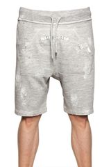 DSquared2 Distressed Cotton Fleece Jogging Shorts