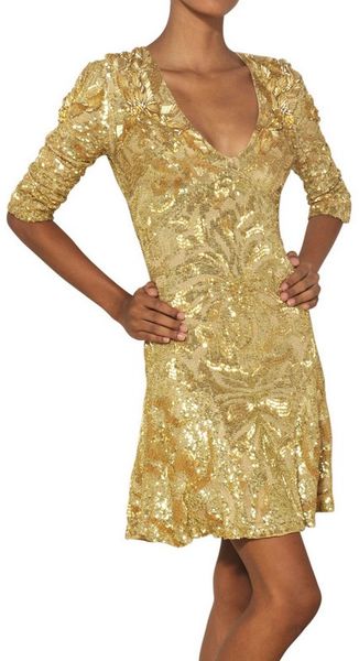 Emilio Pucci Sequined Silk Georgette Dress - Lyst